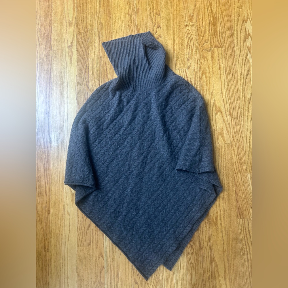 Raffi Chocolate Brown Textured Cashmere Poncho